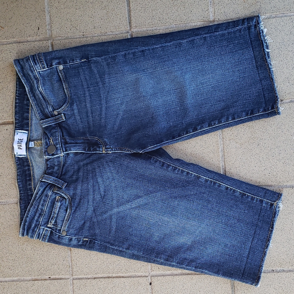 Paige Stretch Bermuda Jean Shorts Cut-Offs Size 25" Waist X 11" Inseam Length